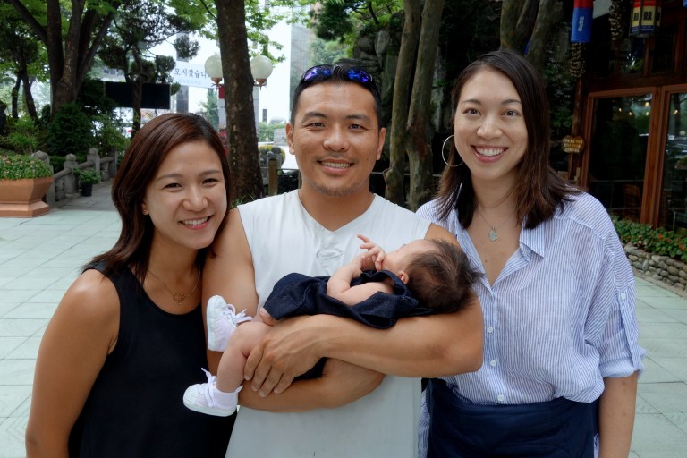 Joohee, Andy, Isa and Momma outside a Korean restaurant on Sunday.