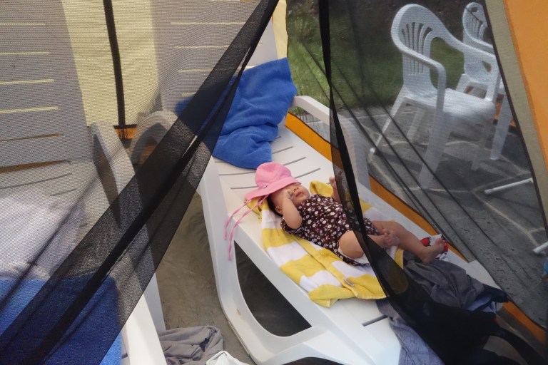 Just chillin' in a poolside tent, no big deal.