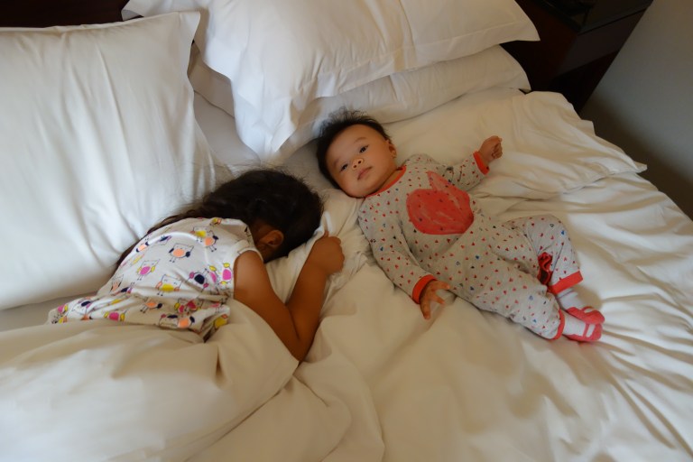 Big sister Eva not in the mood for photos.