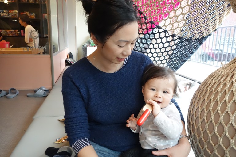Auntie Sarah (Jonah and Jessica's mom) is going to move away to Singapore soon. She's been one of our best friends in Seoul, so she has known Isa since she was in Momma's belly. She wanted to get lots of cuddles with Isa before they leave.