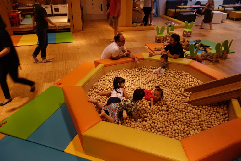 Dads Matty and John on duty on Father's Day at the kid cafe.
